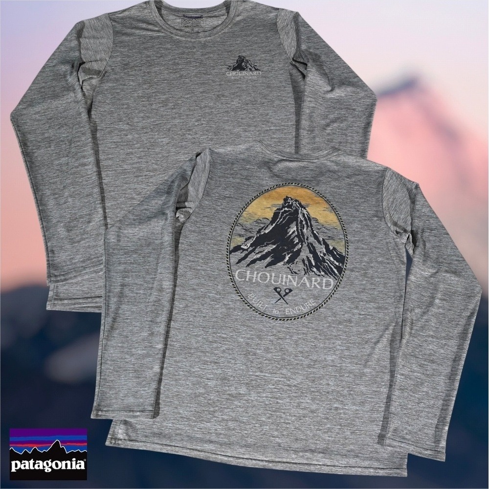 Patagonia Mens Capilene Cool Daily Chouinard Graphic LS Shirt Gray S